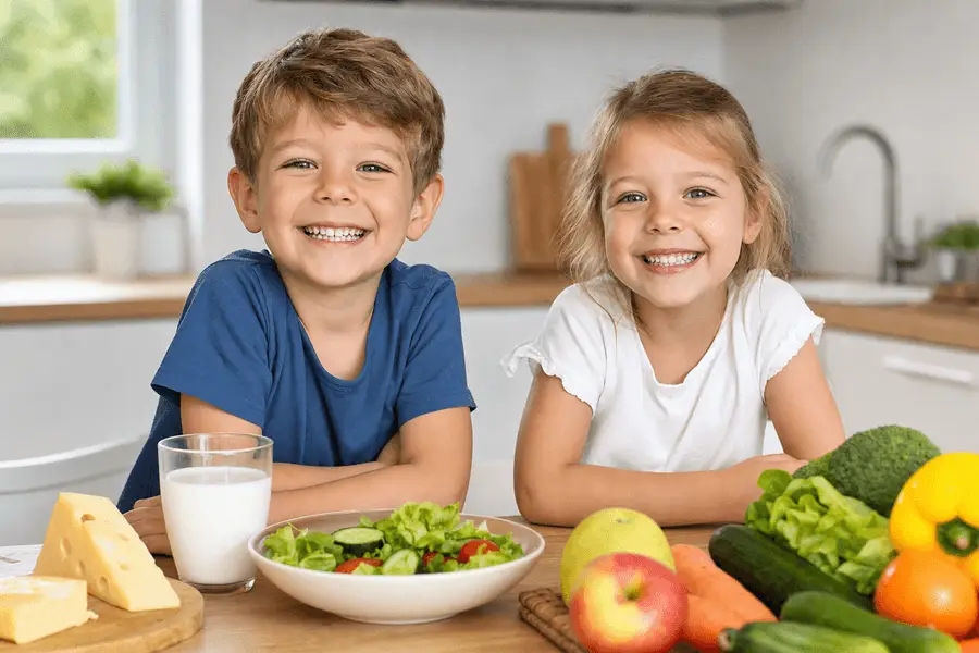 Una dieta equilibrada es clave para la salud dental infantil: lácteos, verduras, menos azúcares y una buena higiene favorecen una sonrisa sana.